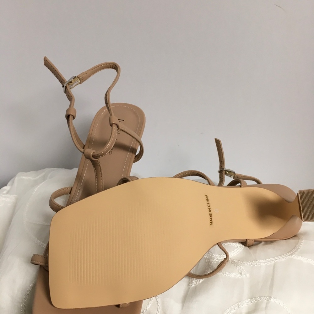 Modatope Nude Strappy Square Toe Heels - Women - Picture 3 of 5